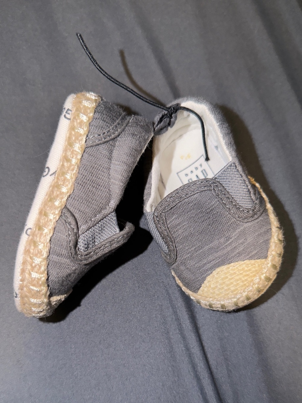 Baby Gap newborn gray espadrille slip on crib shoes 0 to 3 months